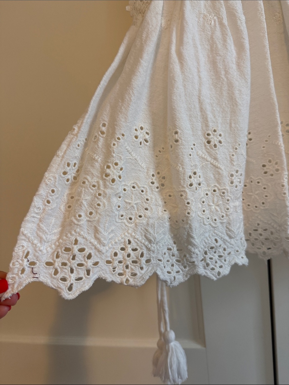 Free People Boho Eyelet Swing Tank | Crochet Lace | White | XS - Picture 3 of 6